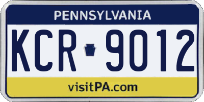 PA license plate KCR9012