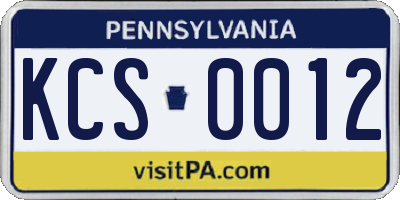 PA license plate KCS0012
