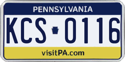 PA license plate KCS0116