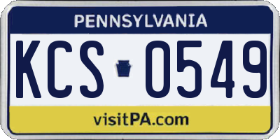 PA license plate KCS0549