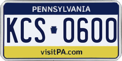 PA license plate KCS0600