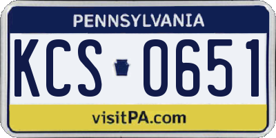 PA license plate KCS0651
