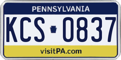 PA license plate KCS0837
