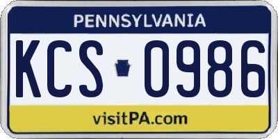 PA license plate KCS0986