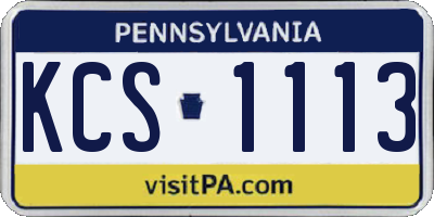 PA license plate KCS1113