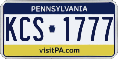 PA license plate KCS1777