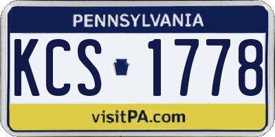 PA license plate KCS1778