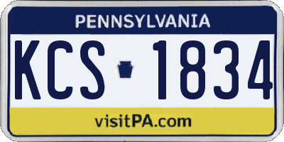 PA license plate KCS1834