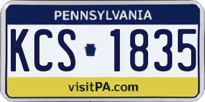 PA license plate KCS1835