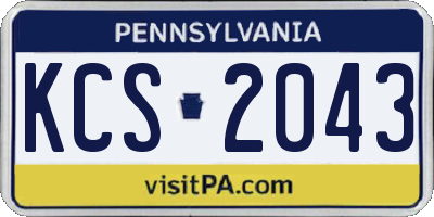 PA license plate KCS2043