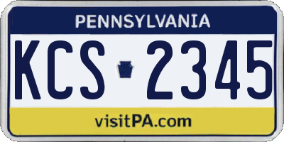 PA license plate KCS2345