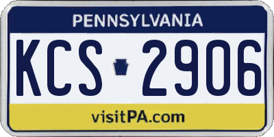 PA license plate KCS2906