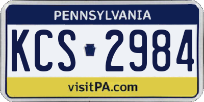 PA license plate KCS2984