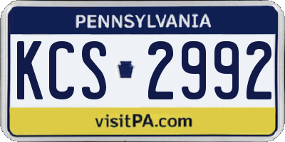 PA license plate KCS2992