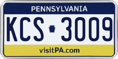 PA license plate KCS3009