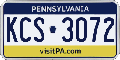 PA license plate KCS3072