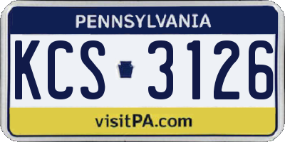 PA license plate KCS3126