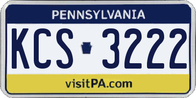 PA license plate KCS3222