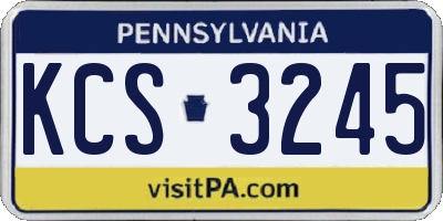 PA license plate KCS3245
