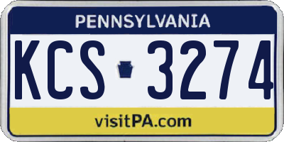 PA license plate KCS3274