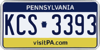 PA license plate KCS3393