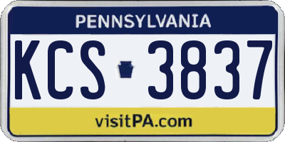 PA license plate KCS3837