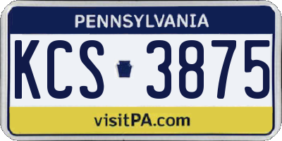 PA license plate KCS3875