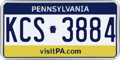 PA license plate KCS3884