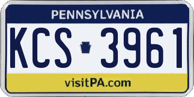 PA license plate KCS3961