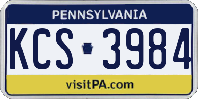PA license plate KCS3984
