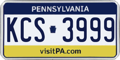 PA license plate KCS3999