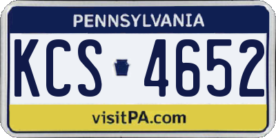 PA license plate KCS4652