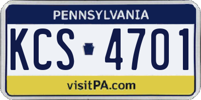 PA license plate KCS4701
