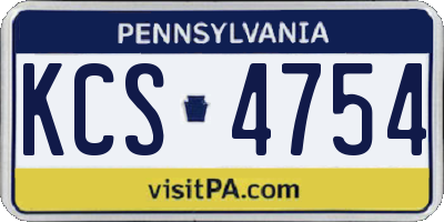 PA license plate KCS4754