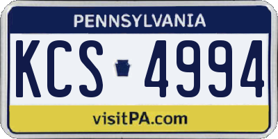 PA license plate KCS4994