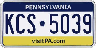 PA license plate KCS5039