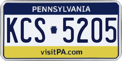 PA license plate KCS5205