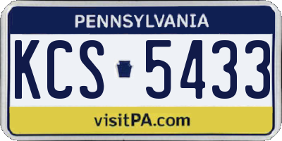 PA license plate KCS5433