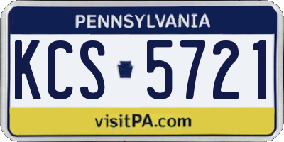 PA license plate KCS5721