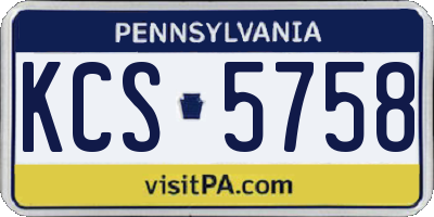 PA license plate KCS5758