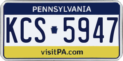 PA license plate KCS5947