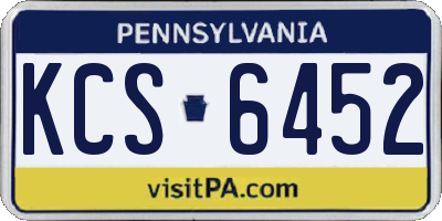 PA license plate KCS6452