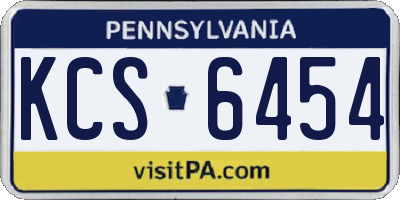 PA license plate KCS6454