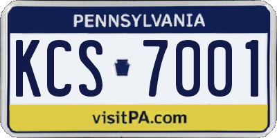 PA license plate KCS7001