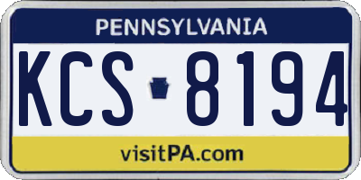 PA license plate KCS8194