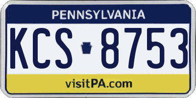PA license plate KCS8753