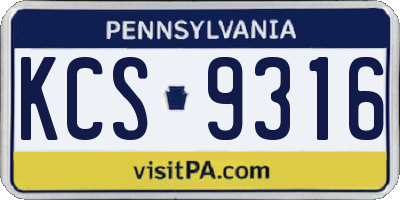 PA license plate KCS9316