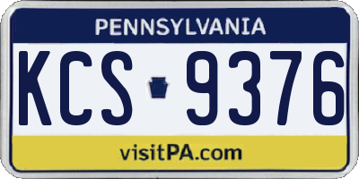 PA license plate KCS9376