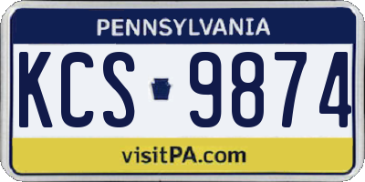 PA license plate KCS9874