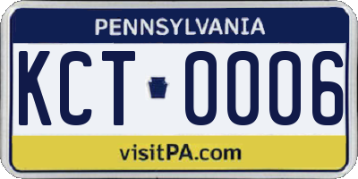 PA license plate KCT0006
